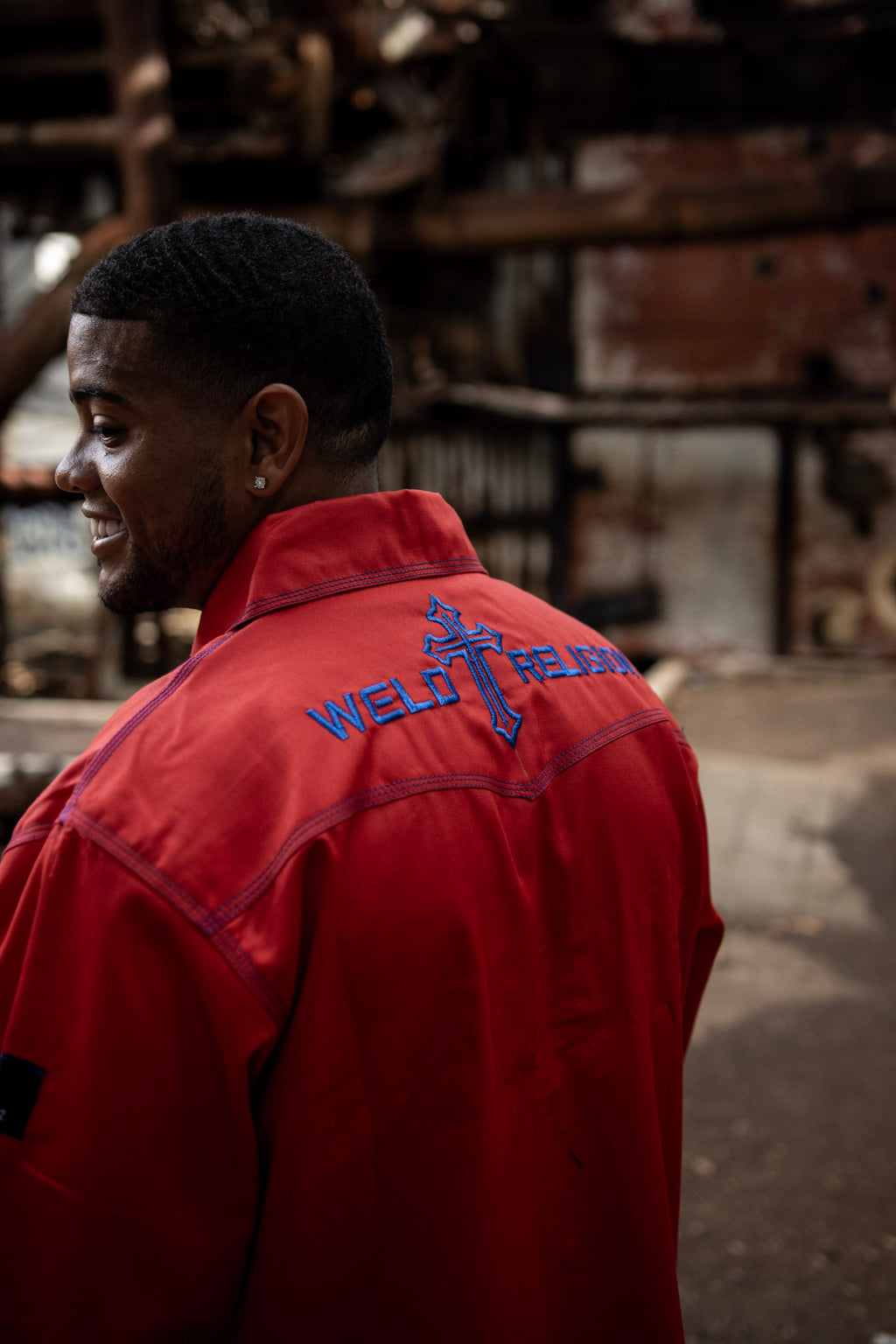 Weld religion cross shirt - Red