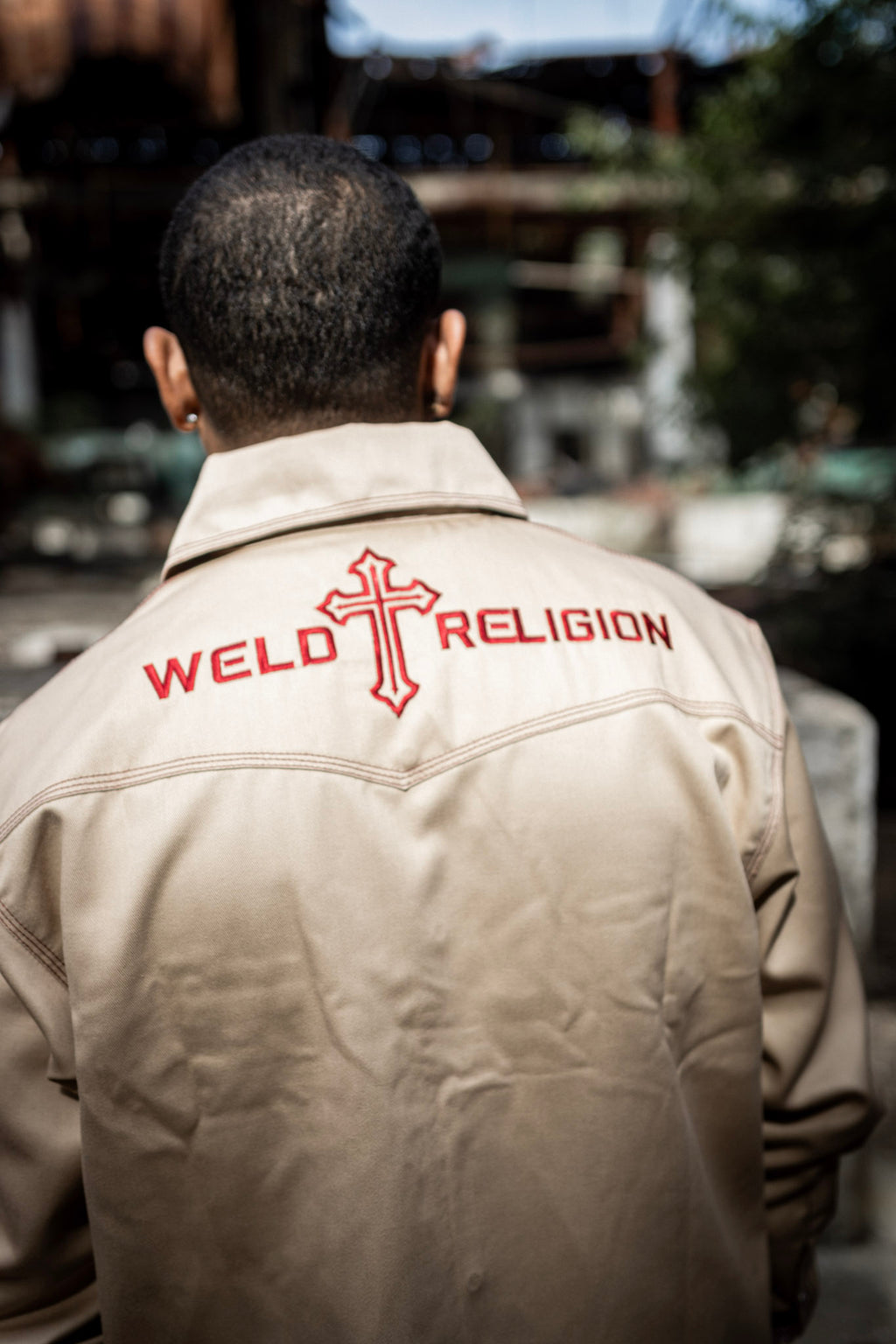 Weld Religion cross shirt - Beige