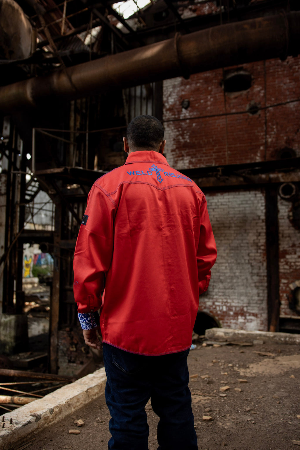 Weld religion cross shirt - Red